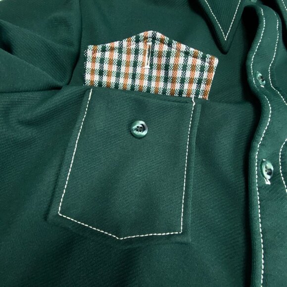 Vintage Mr Fingerhut Long Sleeve Green Polyester Disco Shirt Shacket Medium - Picture 5 of 12